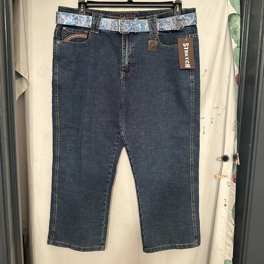 Gazoz jeans women’s studded embroidered stretch belted jeans size 20